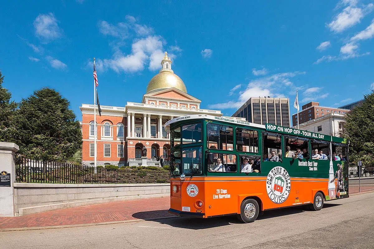 Il Back Bay di Boston con il trolley hop-on hop-off a settembre