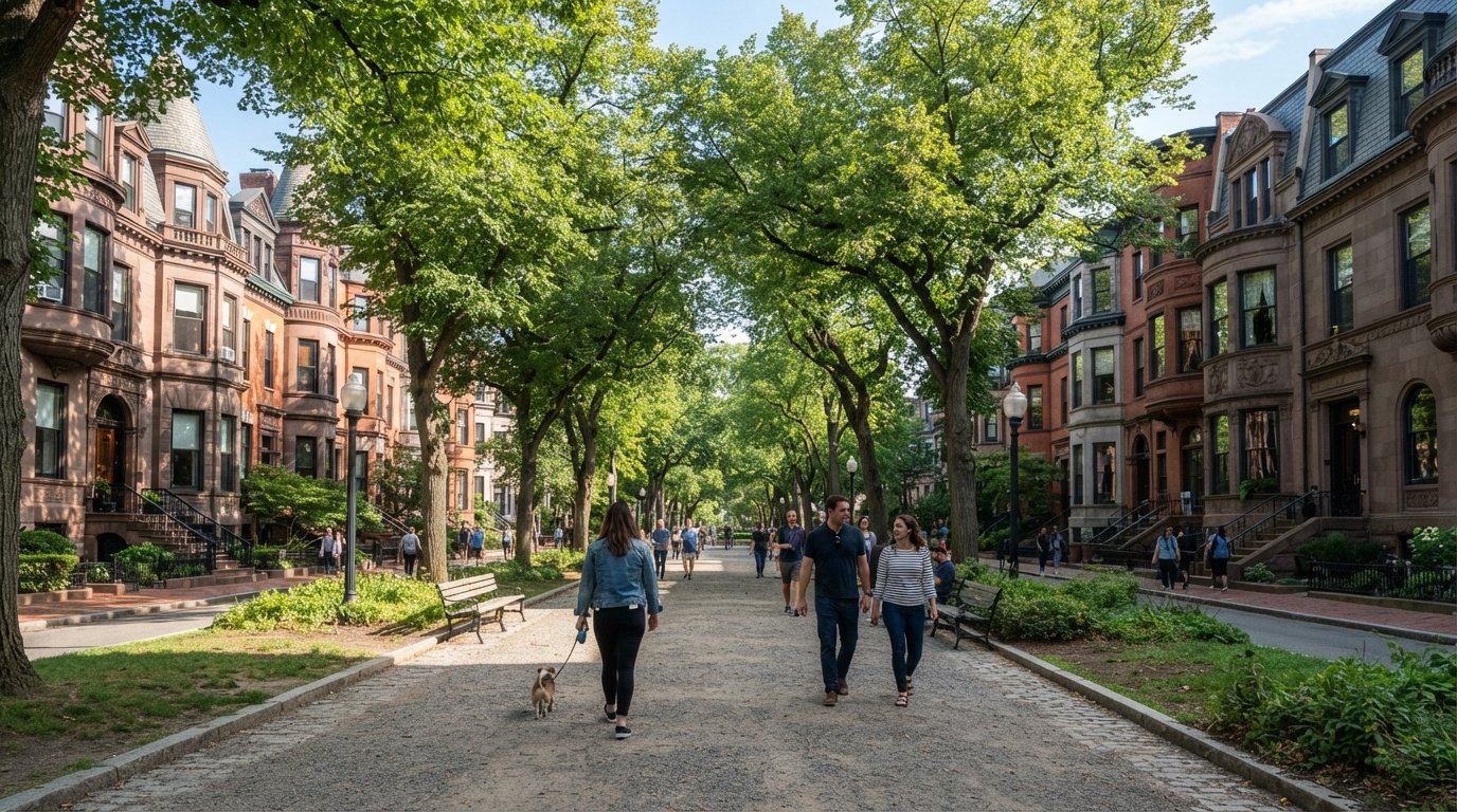 Back Bay, Boston: brownstones, bookstores and rooftop views